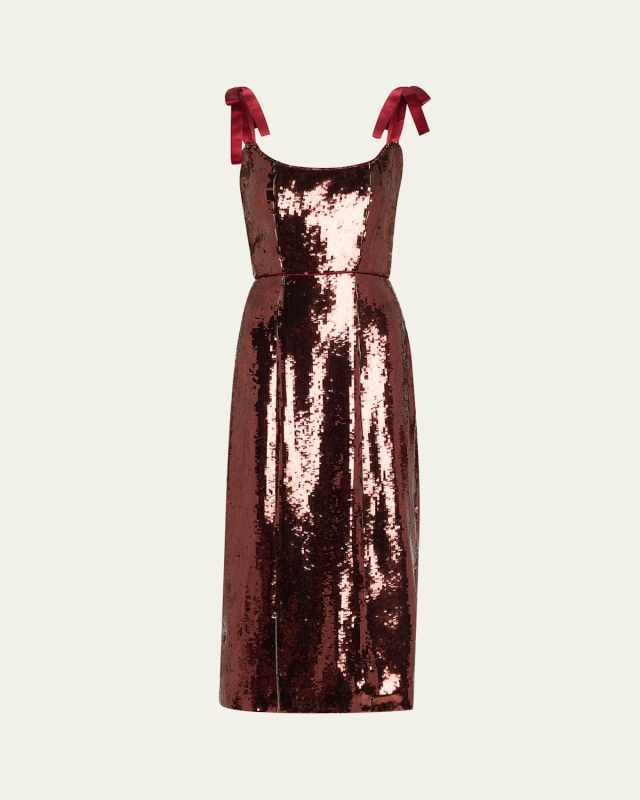 Sleeveless Sequin Scoop-Neck Midi Dress